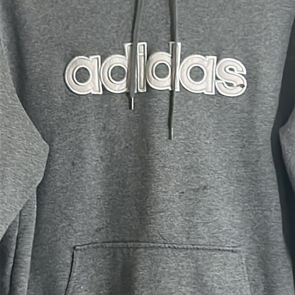 Adidas Gray Fleece Long Sleeves Pullover Hoodie - Picture 3 of 17